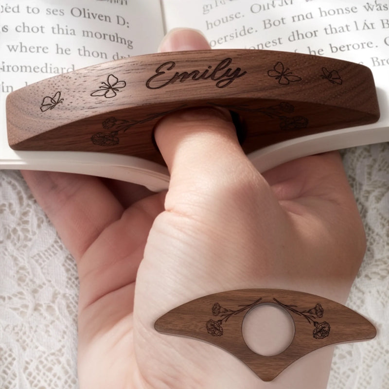 Custom Name Floral Butterfly Gifts for Readers - Personalized Engraved Book Page Holder
