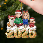 Custom Name Christmas Family Gifts with Dog - Personalized Ornament