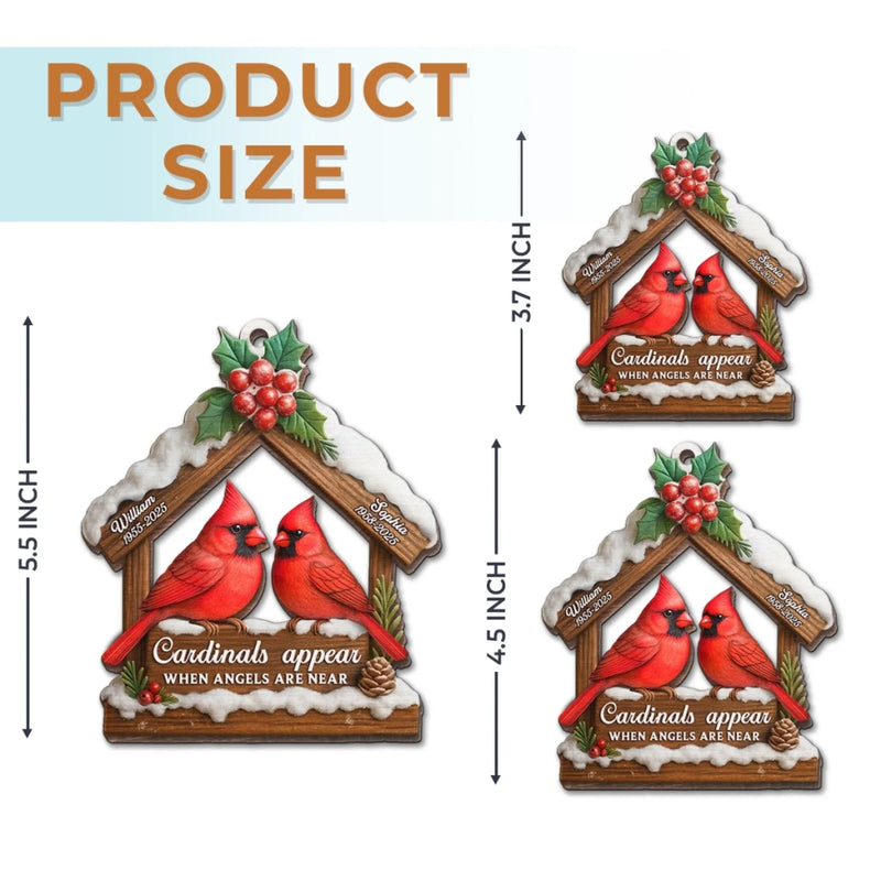 Custom Cardinal Wood Ornament - Personalized Christmas Memorial Sympathy Gifts For Loss Of Mom, Dad - Memories Carry Us Through Time