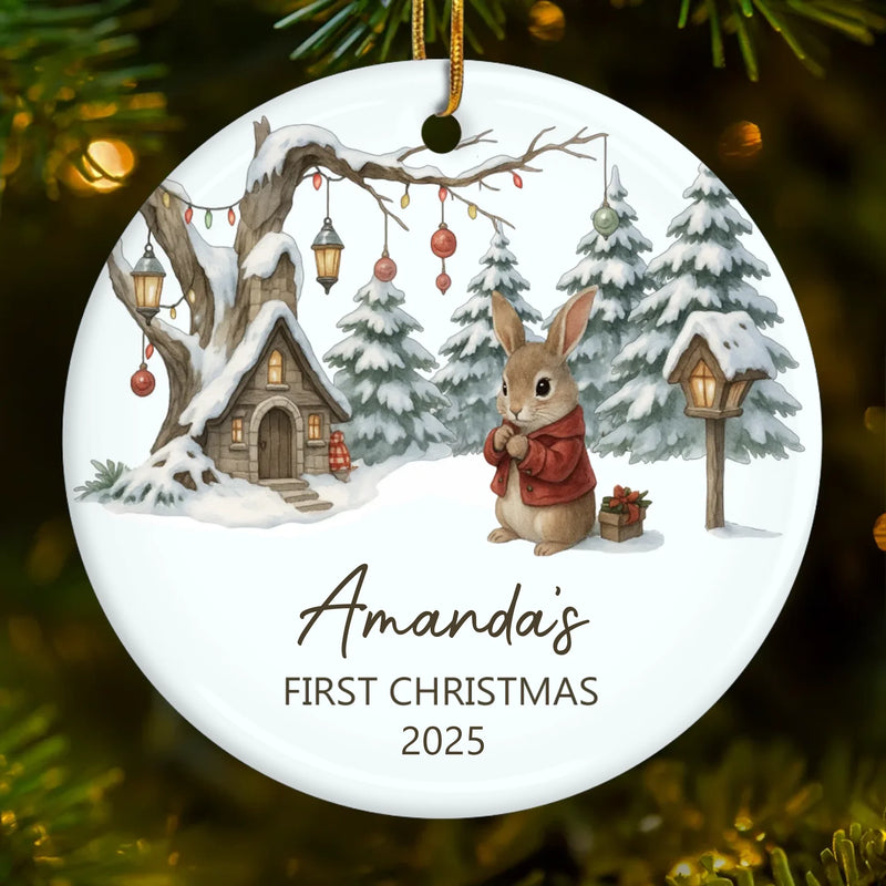 Custom Name First Christmas Gifts - Personalized Ceramic Ornament