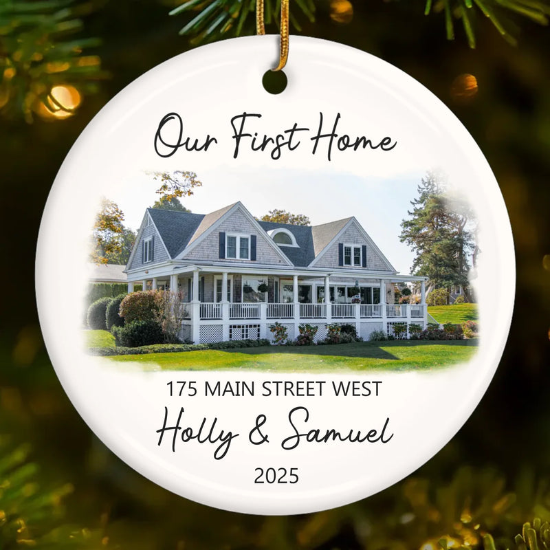 Custom Photo First Home Housewarming Gifts - Personalized Ceramic Ornament