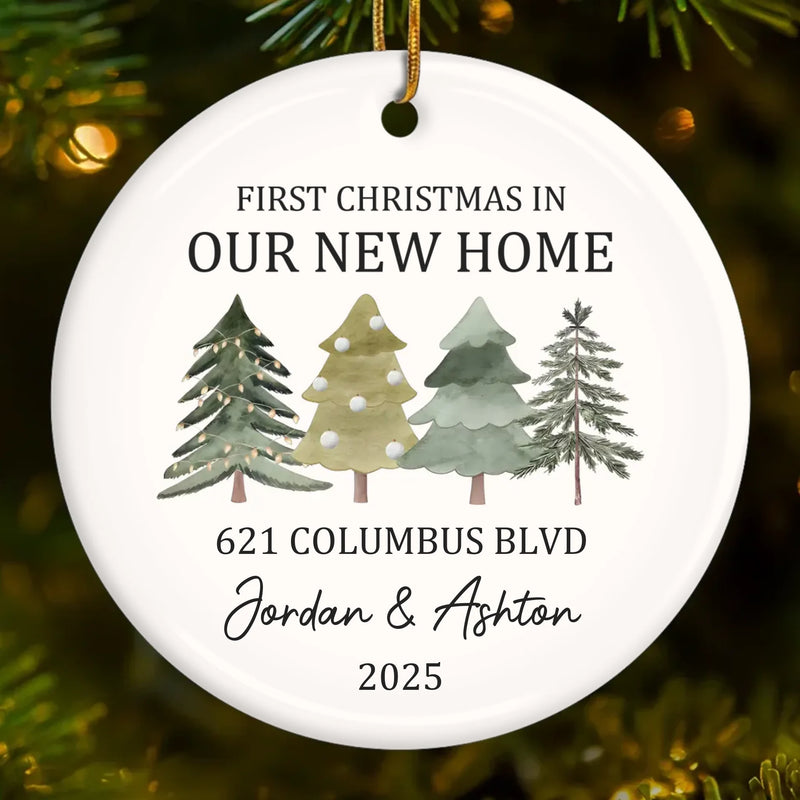 Custom New Home Christmas Gifts - Personalized Ceramic Ornament