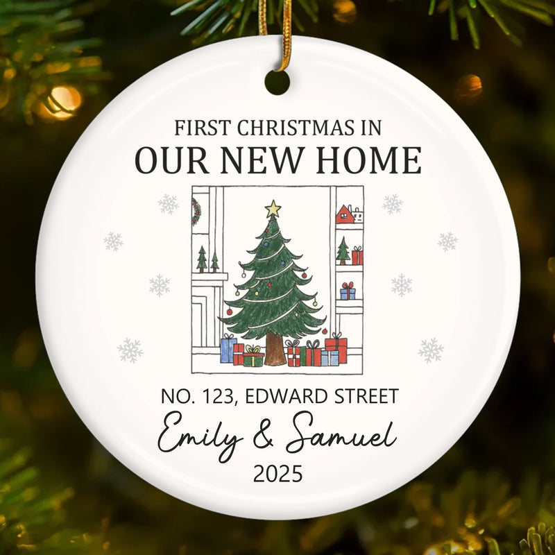 Custom Photo First Christmas In New Home Ceramic Ornament - Personalized Anniversary Christmas Wedding Gifts For Husband And Wife, Him And Her, New Homeowners, Couples, Friends - Together We Built This Home