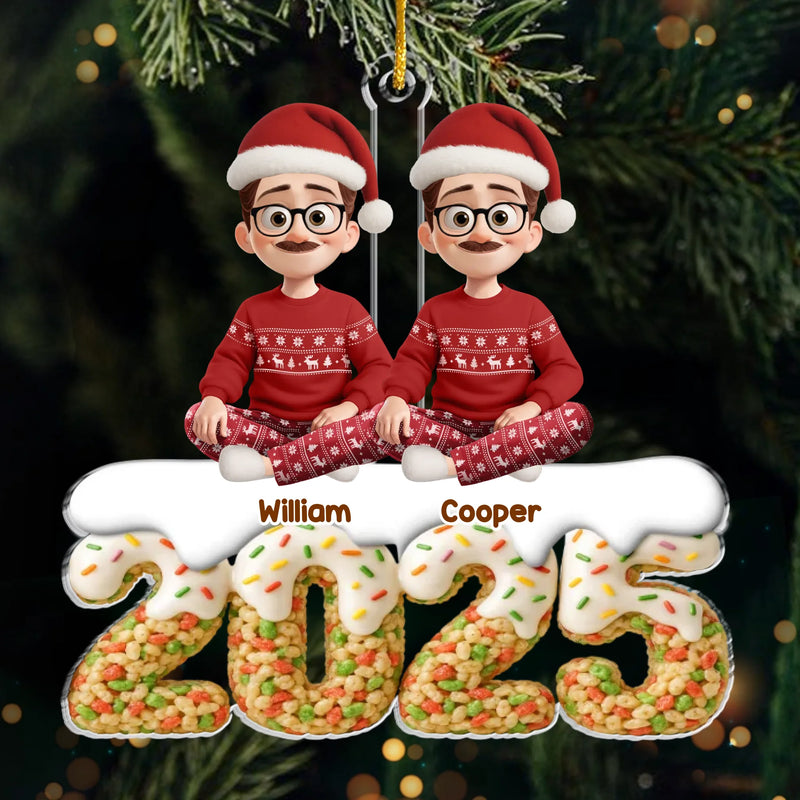 Custom Name Christmas Family Gifts with Dog - Personalized Ornament