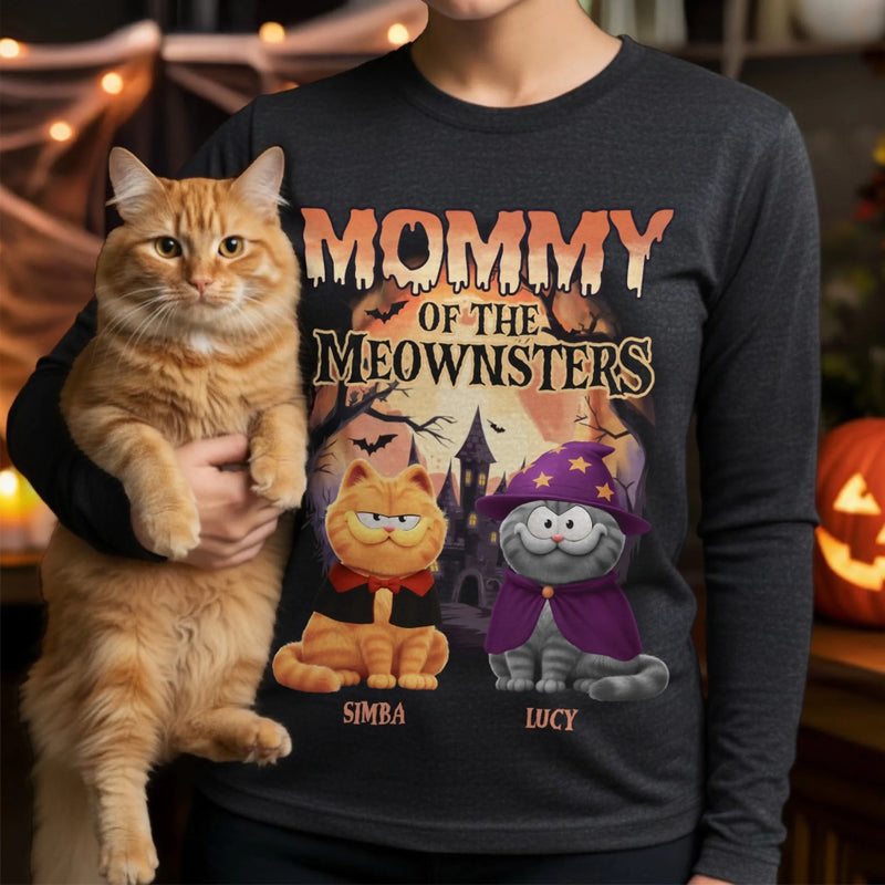 Custom Name Halloween Cat Gifts for Women - Personalized Long Sleeve T-Shirt