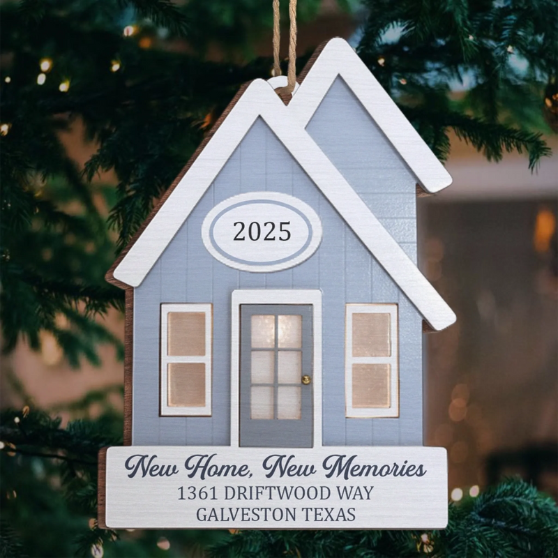 Custom First Christmas In New Home Wood Ornament - Personalized Anniversary Christmas Wedding Gifts For Husband And Wife, Him And Her, New Homeowners, Couples, Friends - Together Under One Roof