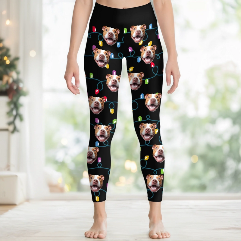 Custom Pet Photo Christmas Gifts for Dog Lovers - Personalized AOP Leggings