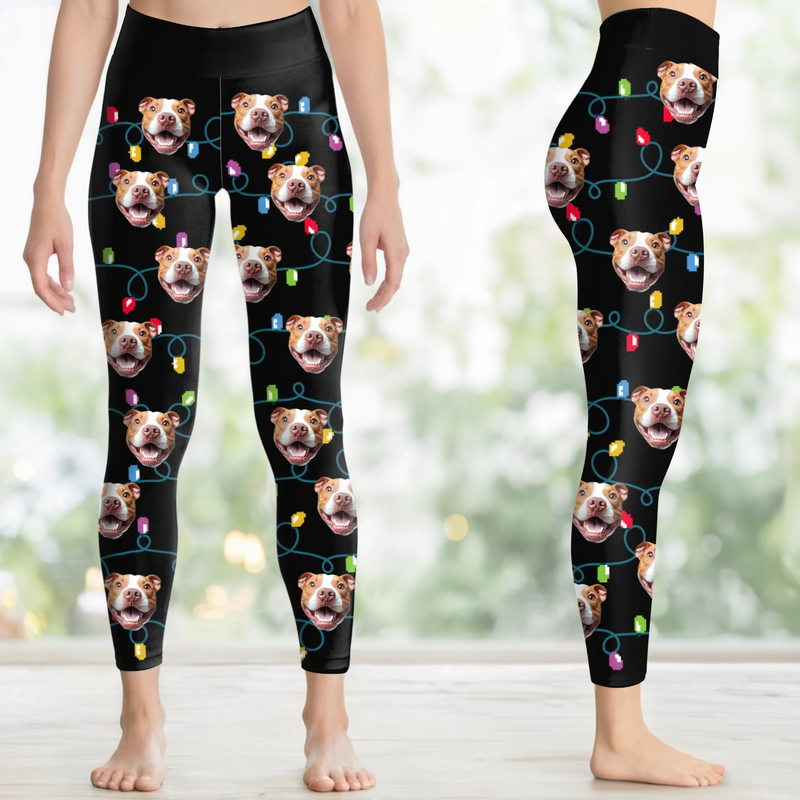 Custom Pet Photo Christmas Gifts for Dog Lovers - Personalized AOP Leggings