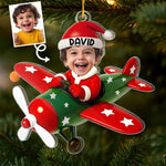 Custom Photo Christmas Airplane Gifts for Kids - Personalized Ornament