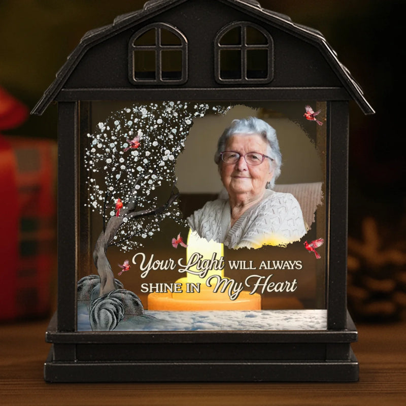 Custom Photo Memorial Tribute Decor - Personalized LED House Lantern Light