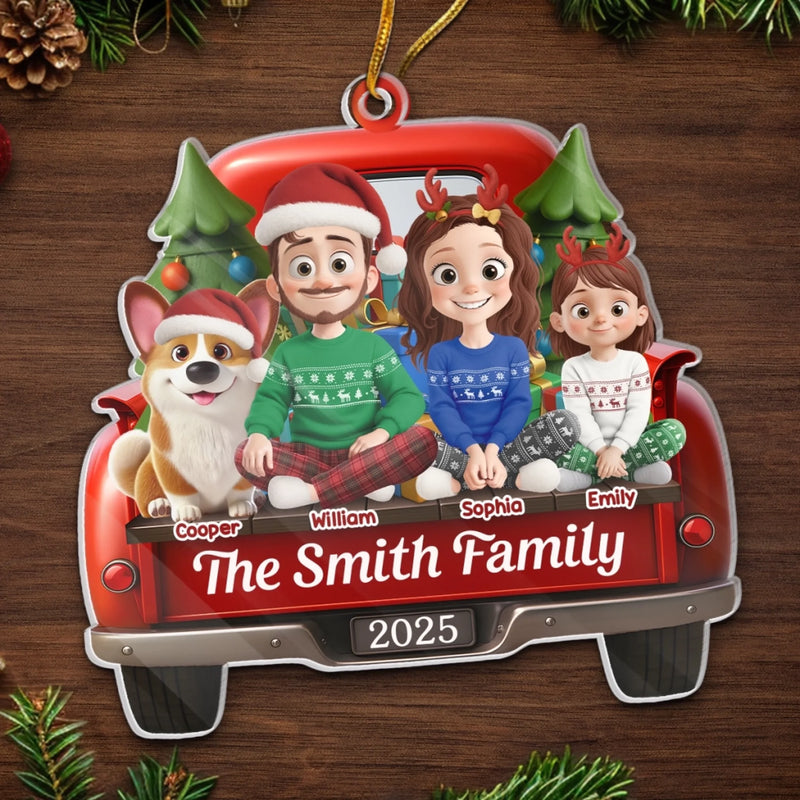 Custom Name Christmas Family Truck Gifts - Personalized Ornament