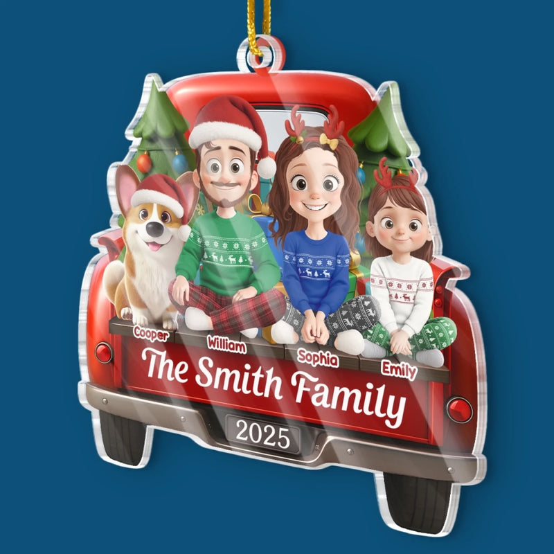 Custom Name Christmas Family Truck Gifts - Personalized Ornament