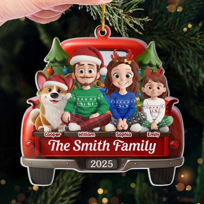 Custom Name Christmas Family Truck Gifts - Personalized Ornament