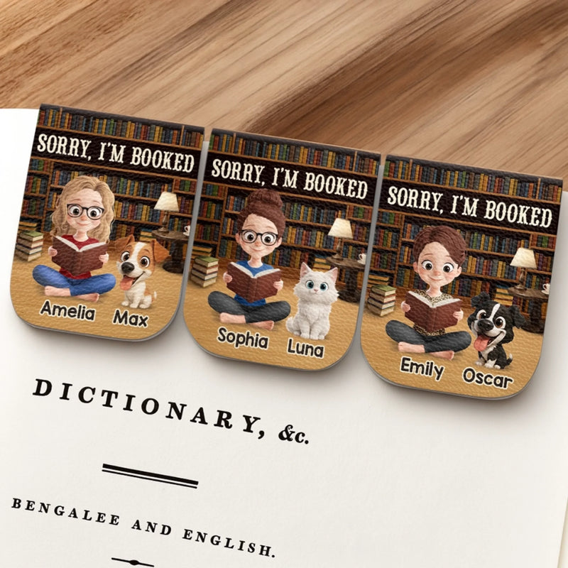 Custom Leather Magnetic Bookmark - Personalized  Bookish Gifts For Book Lovers, Bookworms, Dog Cat Lovers - Stories With Paws