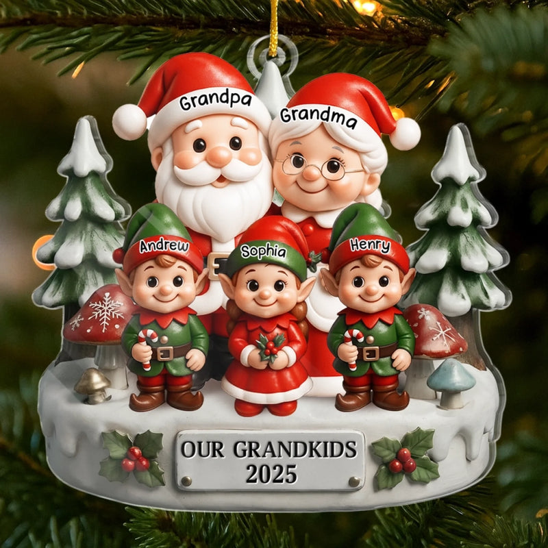 Custom Acrylic Ornament - Personalized Christmas Birthday Gifts For Grandpa, Grandma - Smiles Shine Bright Waiting For Santa