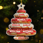 Custom Name Christmas Donut Tree Family Gifts - Personalized Ornament