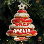 Custom Name Christmas Donut Tree Family Gifts - Personalized Ornament