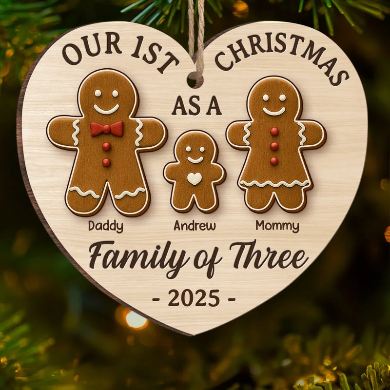 Custom Wood Ornament - Personalized Christmas Birthday Gifts For Mom, Dad, Kids - Celebrating Our First Christmas Together