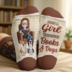 Custom Name Book and Dog Lover Gifts for Women - Personalized Middle Tube Socks