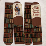 Custom Name Book and Dog Lover Gifts for Women - Personalized Middle Tube Socks