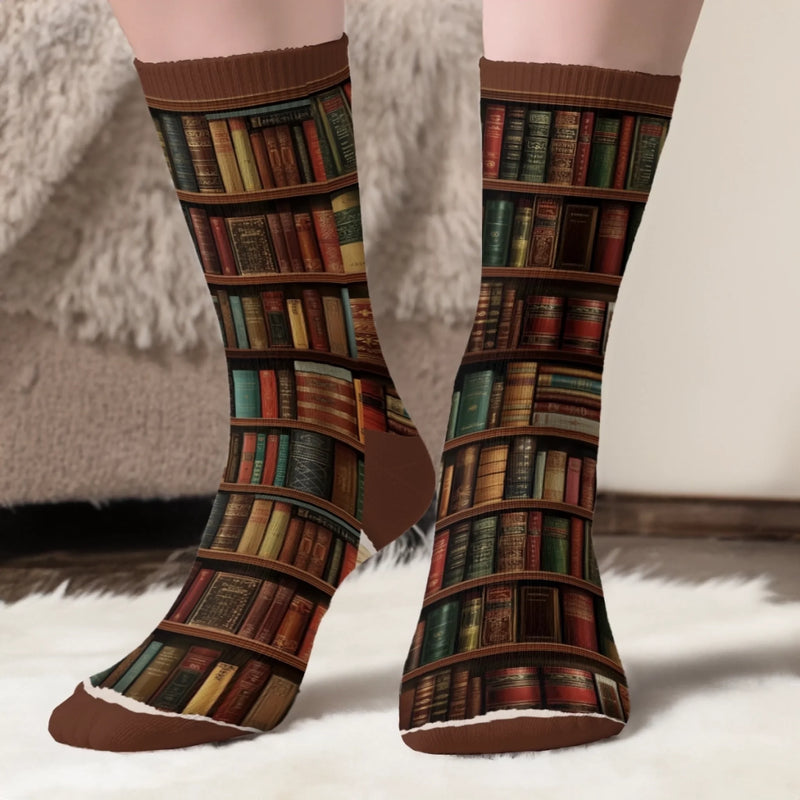 Custom Crew Socks - Personalized Bookish Gifts For Book Lovers, Bookworms, Dog Dad And Mom - Pages With Pawprints
