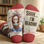 Custom Name Book Lover Gifts - Personalized Middle Tube Socks