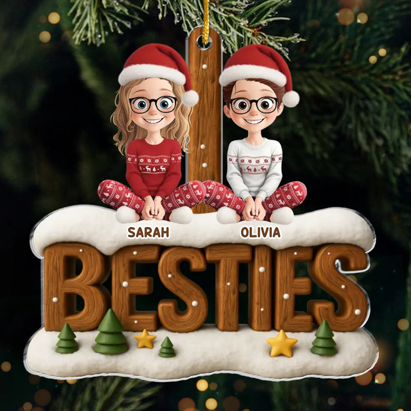 Custom Name Christmas Besties Gifts for Girls - Personalized Ornament