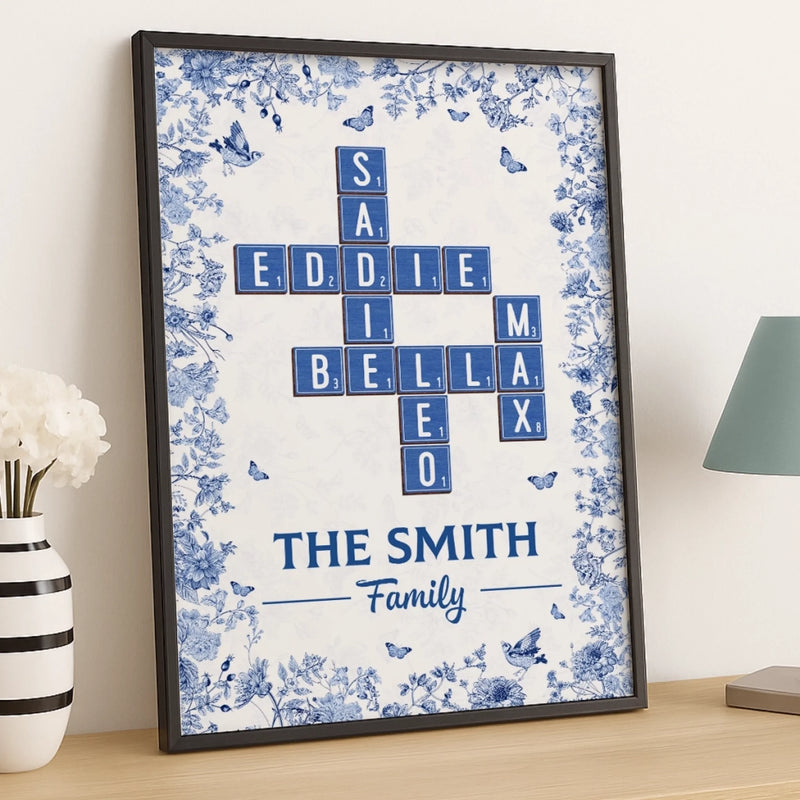 Custom Name Scrabble Family Decor - Personalized Poster