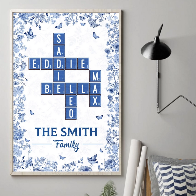 Custom Name Scrabble Family Decor - Personalized Poster