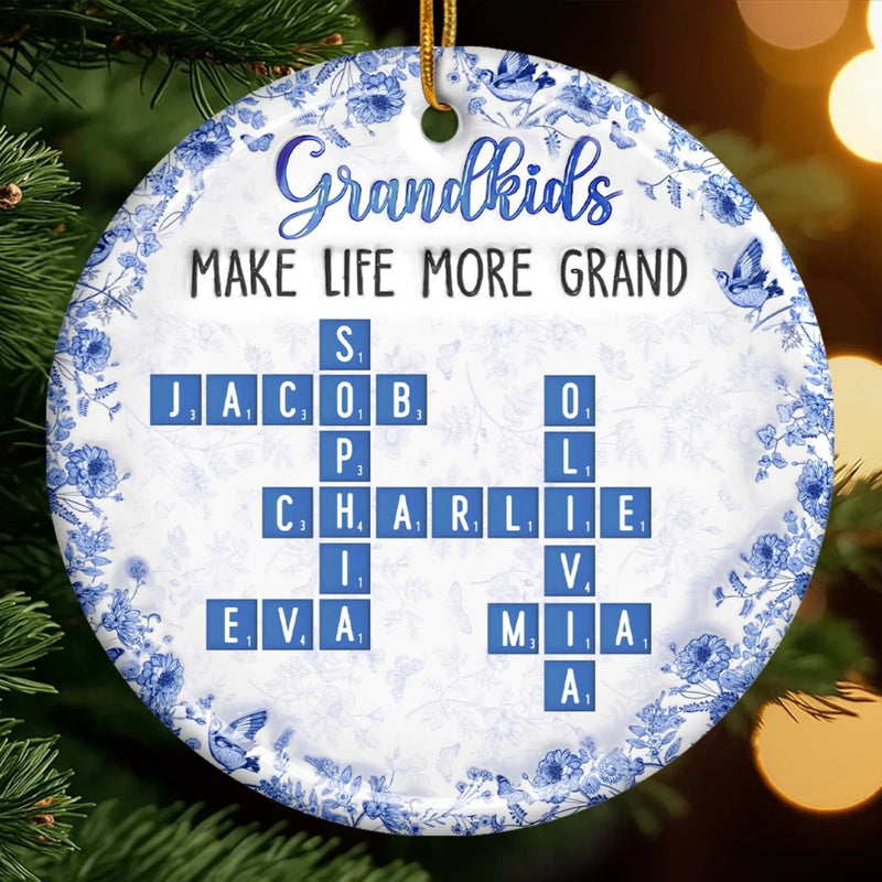 Custom Scrabble Ceramic Ornament - Personalized Birthday Gifts For Grandpa, Grandma - Love Lives Where We Belong