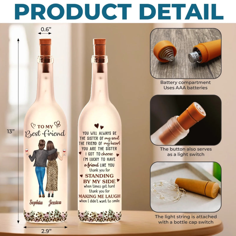 Custom Name Best Friend Sister Gifts - Personalized Bottle Lamp