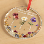 Custom Name Floral Sister Gifts - Personalized Glass Ornament