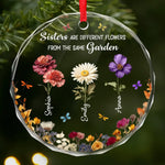 Custom Name Floral Sister Gifts - Personalized Glass Ornament