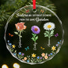 Custom Circle Glass Ornament - Personalized Best Friend Birthday Gifts For Women, Besties, Sisters, BFF - Friendship Blooms Brighter Than Flowers