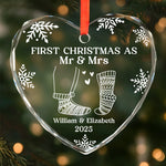 Custom Name & Year First Christmas Gifts for Couples - Personalized Glass Ornament