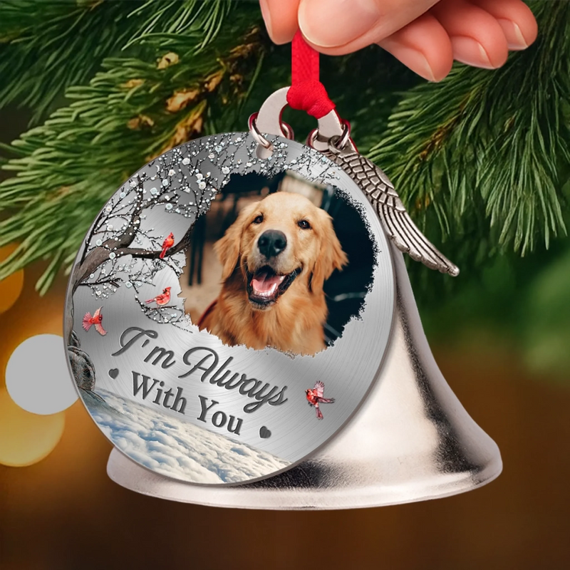 Custom Pet Photo Memorial Dog Gifts - Personalized Bell Ornament with Charms