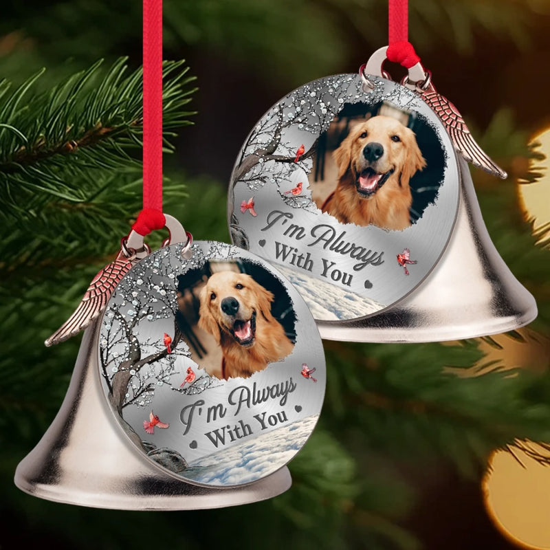 Custom Pet Photo Memorial Dog Gifts - Personalized Bell Ornament with Charms