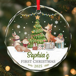 Custom Name First Christmas Holiday Decor - Personalized Glass Ornament