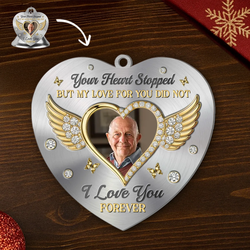 Custom Photo Memorial Christmas Gifts - Personalized Bell Ornament with Charms