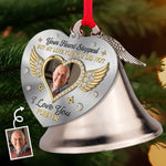 Custom Photo Memorial Christmas Gifts - Personalized Bell Ornament with Charms