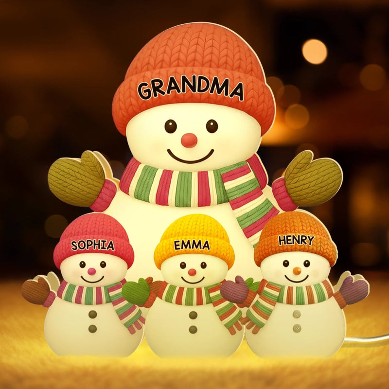 Custom Name Christmas Snowman Gifts for Grandma - Personalized Shaped Light Box