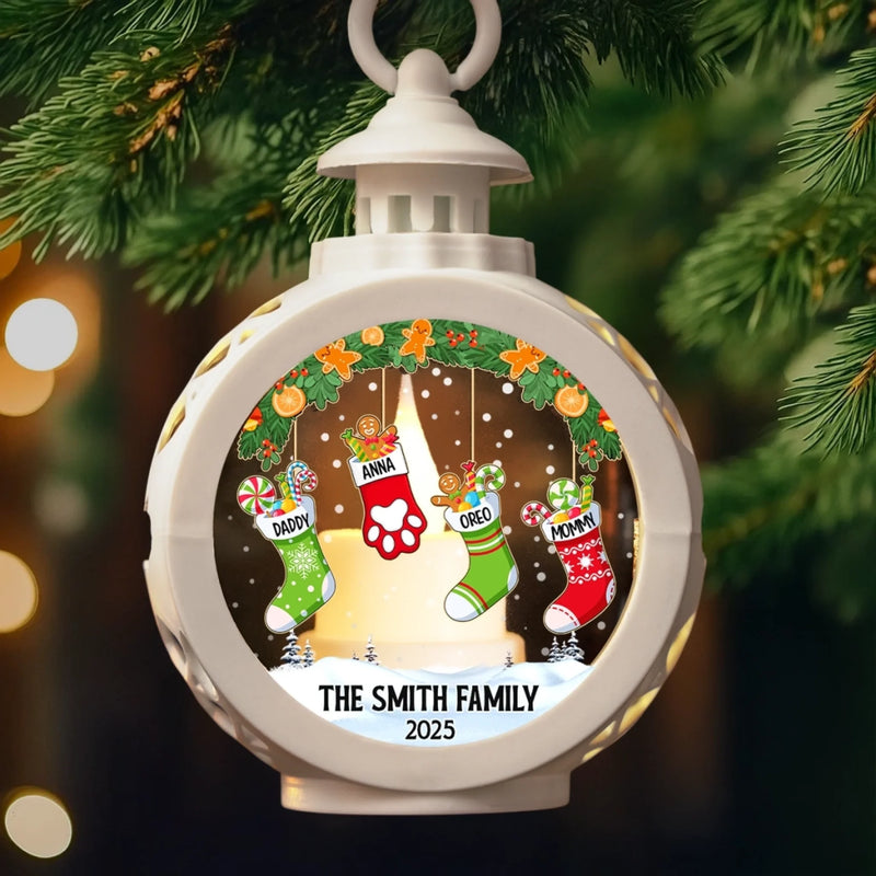 Custom Name Christmas Family Gifts - Personalized Candlelight Lantern Ornament