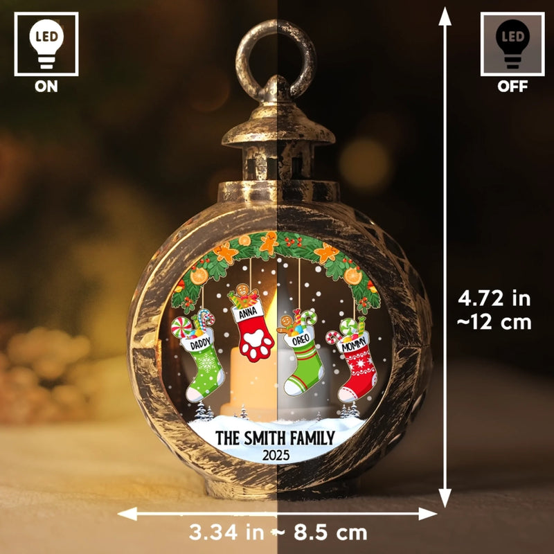 Custom Name Christmas Family Gifts - Personalized Candlelight Lantern Ornament