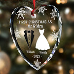 Custom Name First Christmas as Mr & Mrs Gifts for Couples - Personalized Glass Ornament