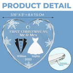 Custom Name First Christmas as Mr & Mrs Gifts for Couples - Personalized Glass Ornament