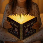 Custom Name Library Gifts for Book Lovers - Personalized Foldable Book Lamp