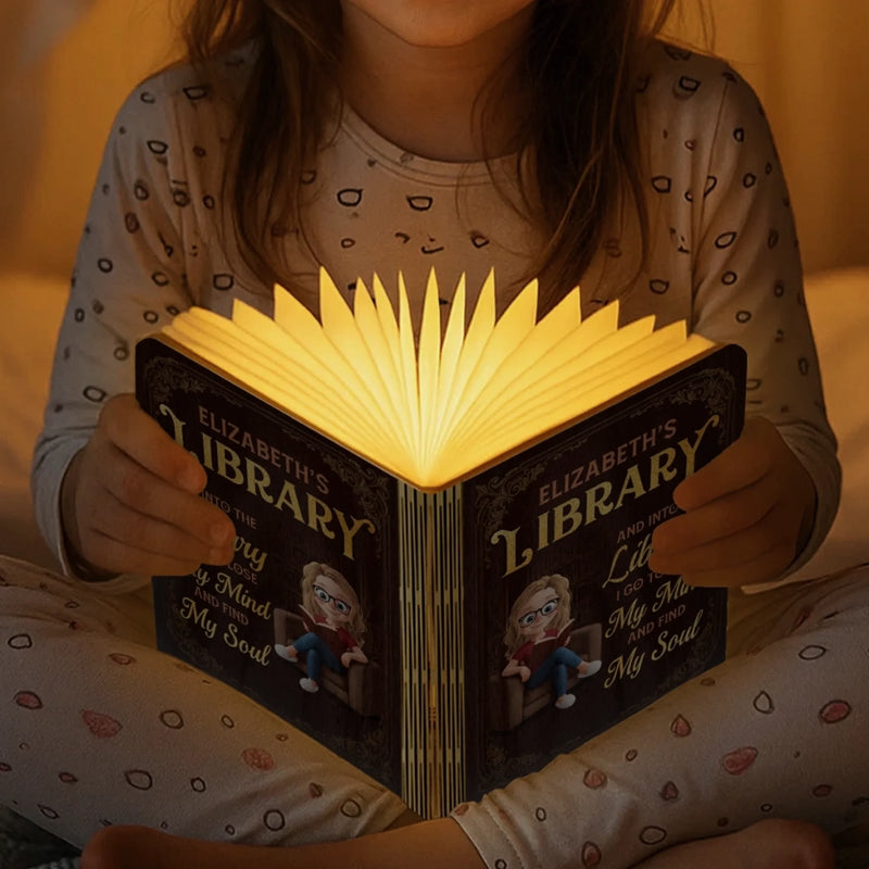 Custom Name Library Gifts for Book Lovers - Personalized Foldable Book Lamp