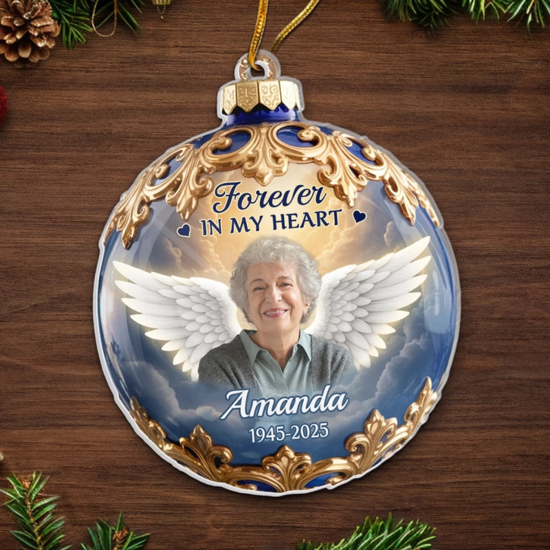 Custom Photo Acrylic Ornament - Personalized Christmas Memorial Sympathy Gifts For Loss Of Mom, Dad - Held in Gentle Memory