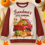 Custom Name Pumpkin Truck Gifts for Grandma - Personalized Waffle Sweatshirt
