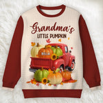 Custom Name Pumpkin Truck Gifts for Grandma - Personalized Waffle Sweatshirt